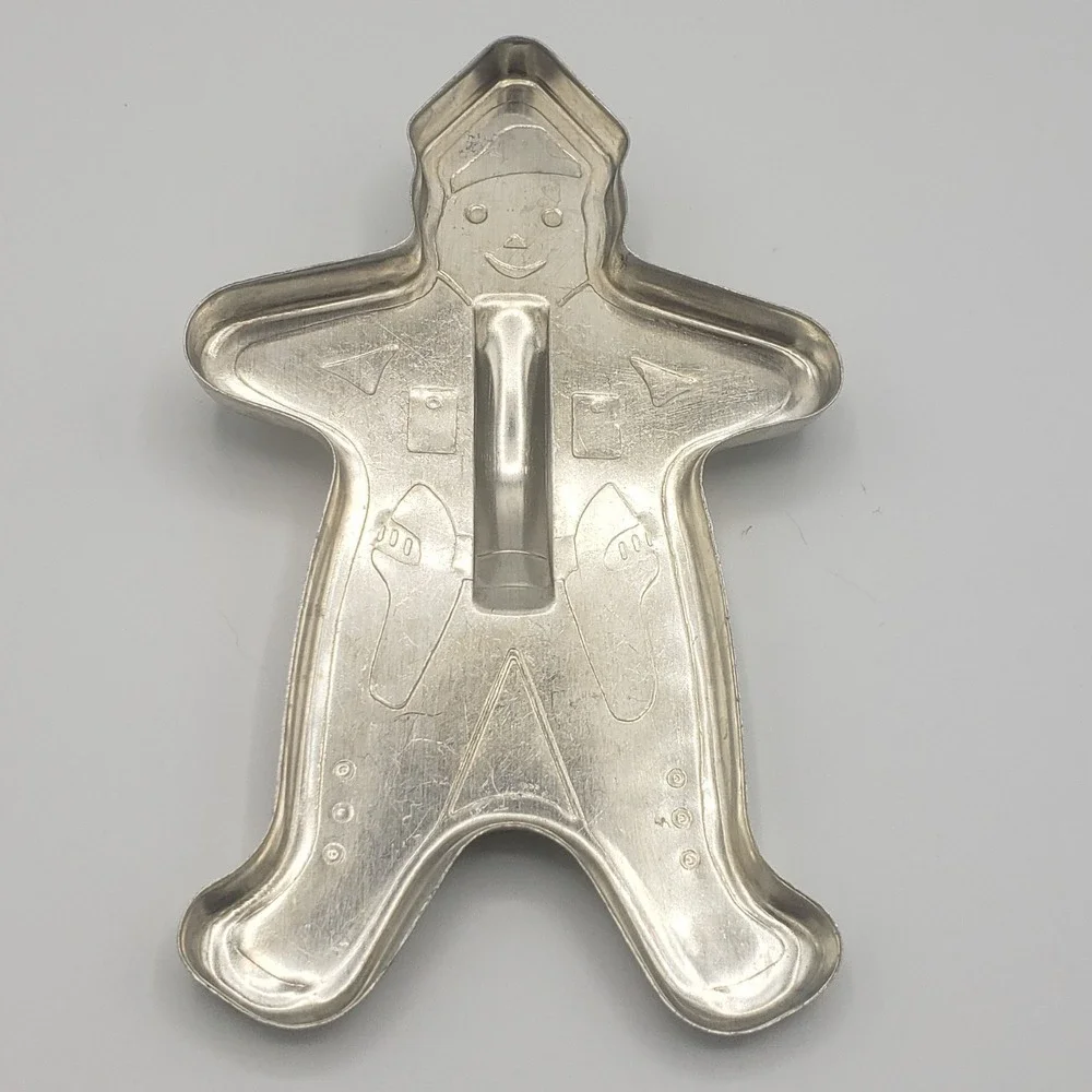 1950s‎ Aluminum Gingerbread Man Cookie Cutter With Handle Vintage